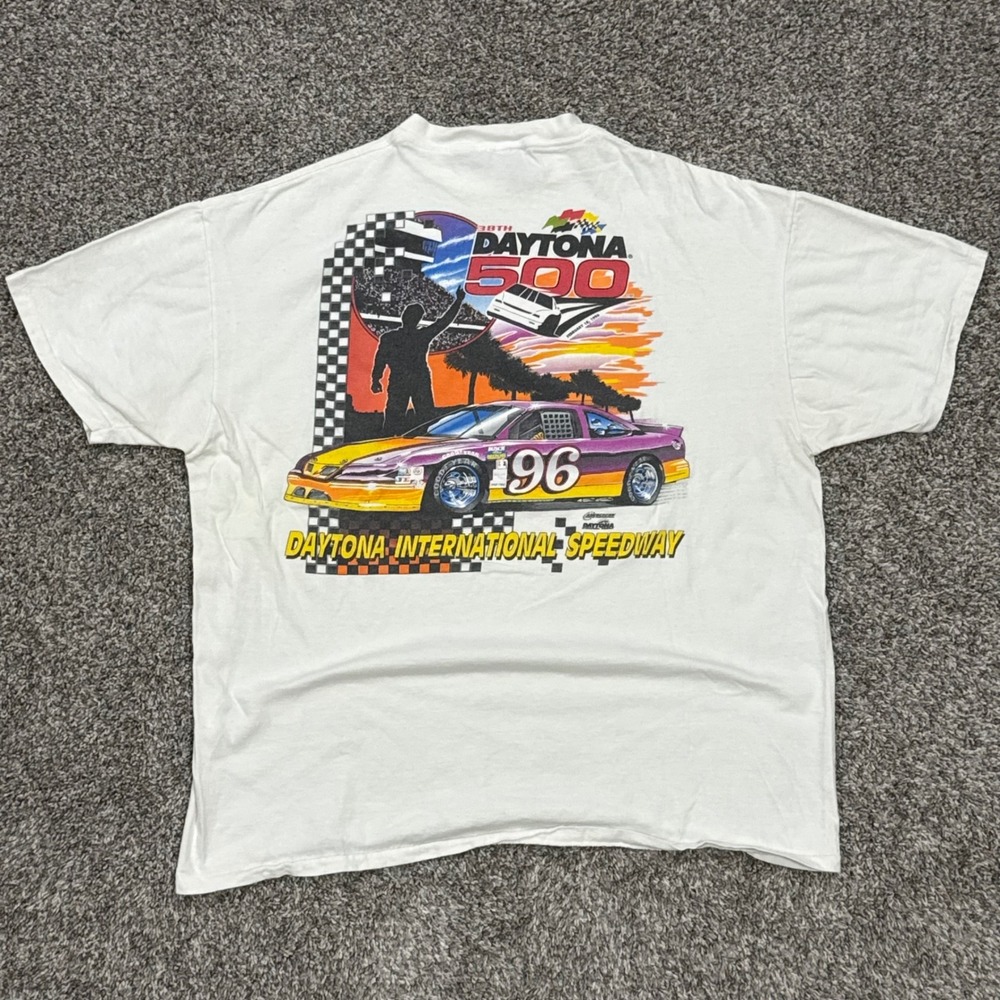 Vintage 1996 Daytona 500 T-Shirt Mens XXL Oneita Power-T Single Stitch White 90s